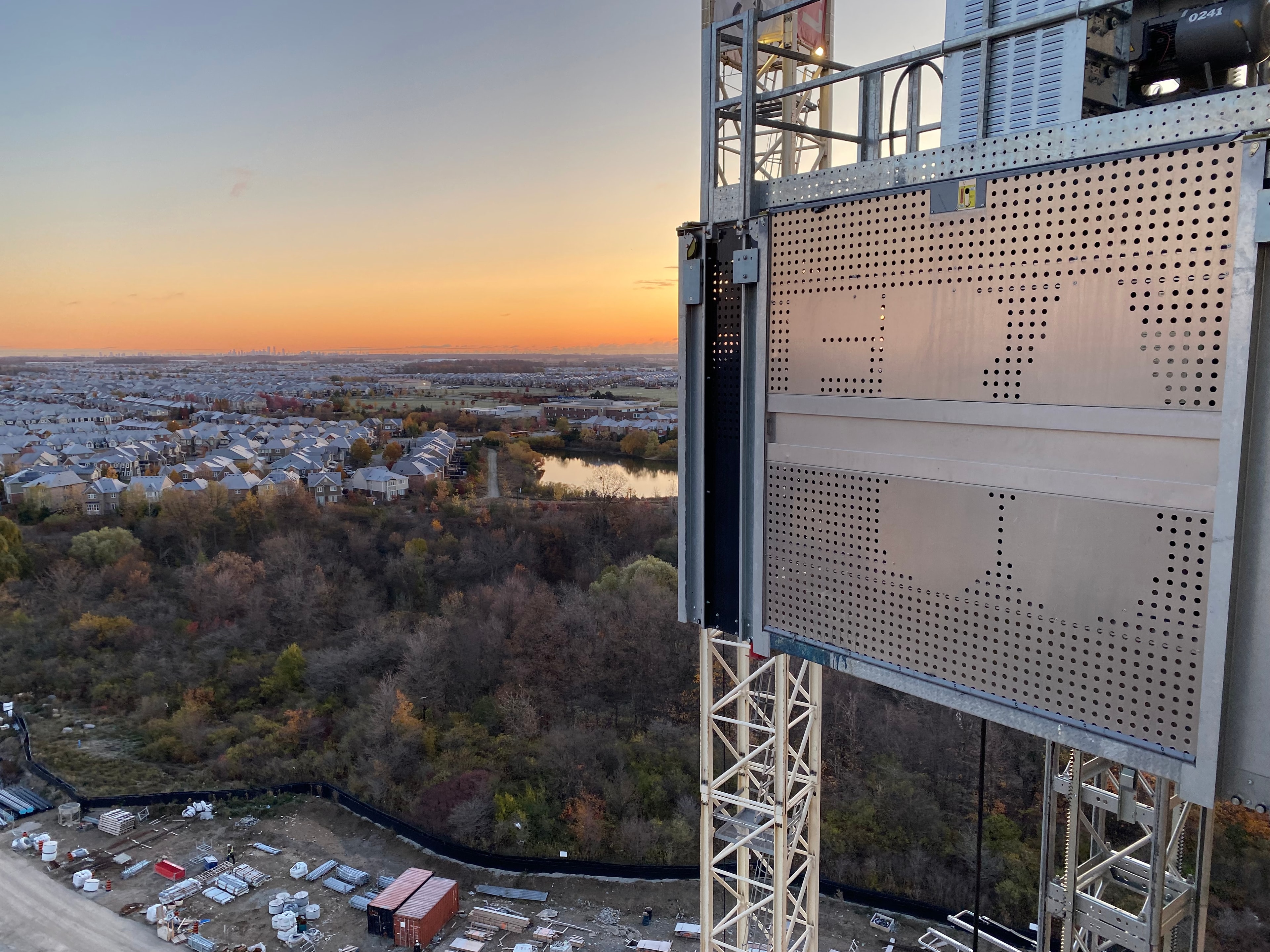 New construction elevator on job site